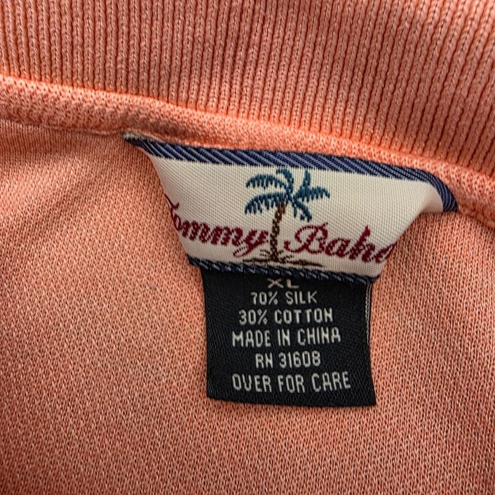 Tommy Bahama Shirt Men's XL Coral Short Sleeve Silk Blend Polo Textured Casual - Picture 3 of 5